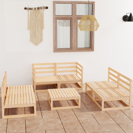 vidaXL Set Divani da Giardino 7 pz in Legno Massello di Pino