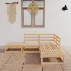 vidaXL Set Divani da Giardino 5 pz in Legno Massello di Pino