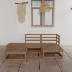 vidaXL Set Salotto da Giardino 5pz Marrone Ambra Legno Massello Pino