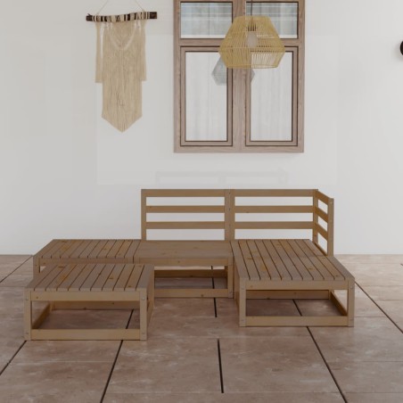 vidaXL Set Salotto da Giardino 5pz Marrone Ambra Legno Massello Pino