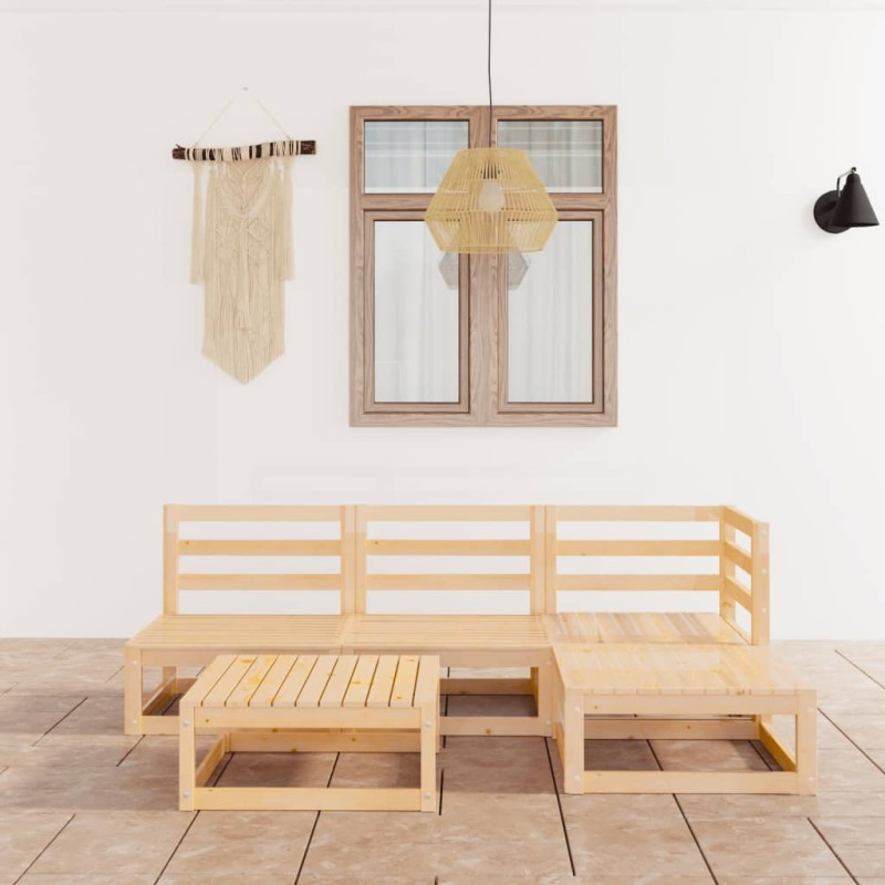 vidaXL Set Divani da Giardino 5 pz in Legno Massello di Pino