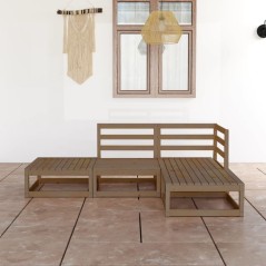 vidaXL Set Salotto da Giardino 4pz Marrone Ambra Legno Massello Pino