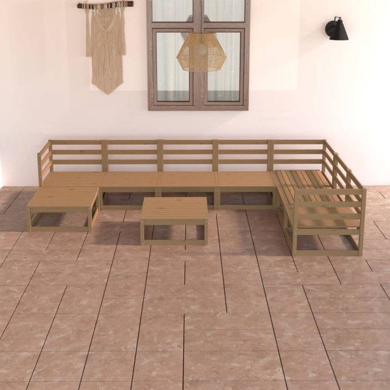 vidaXL Set Salotto da Giardino 8pz Marrone Ambra Legno Massello Pino vidaXL Set Salotto da Giardino 8pz Marrone Ambra Legno Massello Pino