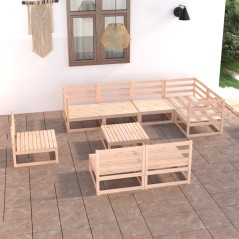 vidaXL Set Divani da Giardino 9 pz in Legno Massello di Pino