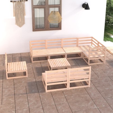 vidaXL Set Divani da Giardino 9 pz in Legno Massello di Pino
