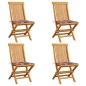 Sedie da Giardino Cuscini Rossi a Quadri 4 pz Massello di Teak Sedie da Giardino Cuscini Rossi a Quadri 4 pz Massello di Teak