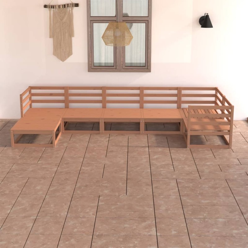 vidaXL Set Salotto da Giardino 7pz Marrone Ambra Legno Massello Pino vidaXL Set Salotto da Giardino 7pz Marrone Ambra Legno Massello Pino