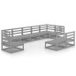 vidaXL Set Divani da Giardino 9 pz Grigio in Legno Massello di Pino vidaXL Set Divani da Giardino 9 pz Grigio in Legno Massello di Pino