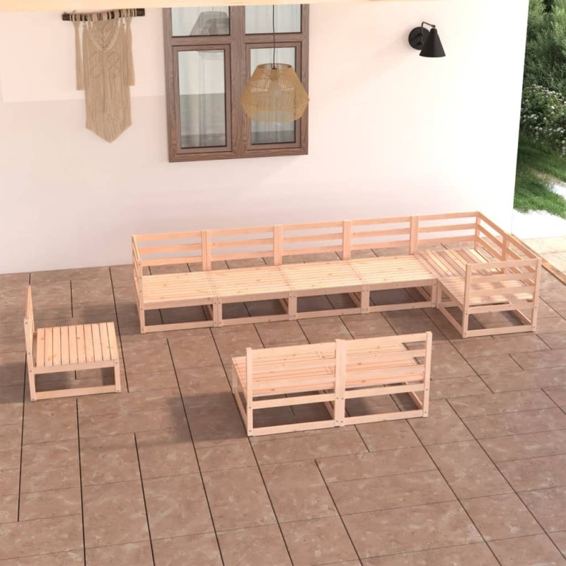 vidaXL Set Divani da Giardino 9 pz in Legno Massello di Pino vidaXL Set Divani da Giardino 9 pz in Legno Massello di Pino