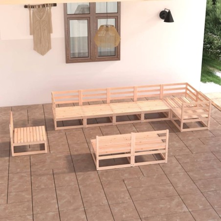 vidaXL Set Divani da Giardino 9 pz in Legno Massello di Pino