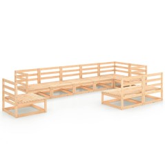 vidaXL Set Divani da Giardino 9 pz in Legno Massello di Pino