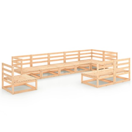 vidaXL Set Divani da Giardino 9 pz in Legno Massello di Pino