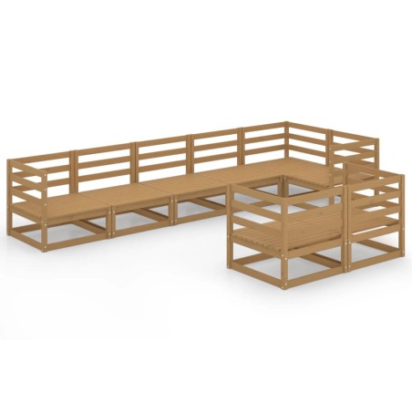 vidaXL Set Salotto da Giardino 8pz Marrone Ambra Legno Massello Pino