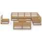 vidaXL Set Salotto da Giardino 10pz Marrone Ambra Legno Massello Pino