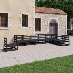 vidaXL Set Divani da Giardino 8 pz Nero in Legno Massello di Pino
