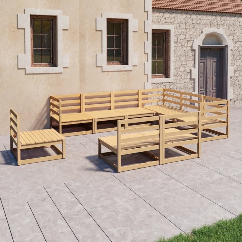 vidaXL Set Divani da Giardino 9 pz in Legno Massello di Pino vidaXL Set Divani da Giardino 9 pz in Legno Massello di Pino