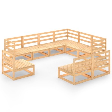 vidaXL Set Divani da Giardino 9 pz in Legno Massello di Pino
