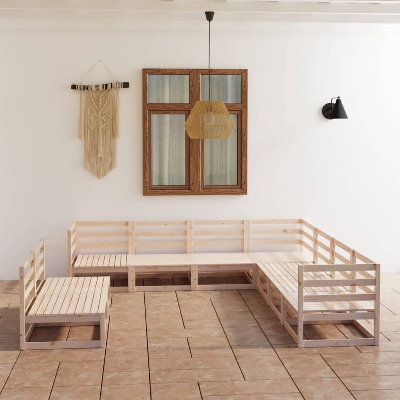 vidaXL Set Divani da Giardino 9 pz in Legno Massello di Pino vidaXL Set Divani da Giardino 9 pz in Legno Massello di Pino