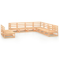 vidaXL Set Divani da Giardino 9 pz in Legno Massello di Pino