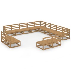 vidaXL Set Salotto da Giardino 13pz Marrone Ambra Legno Massello Pino