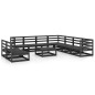 vidaXL Set Divani da Giardino 10 pz Nero in Legno Massello di Pino