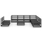 vidaXL Set Divani da Giardino 10 pz Nero in Legno Massello di Pino