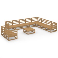 vidaXL Set Divani da Giardino 11 pz Marrone Ambra in Massello di Pino
