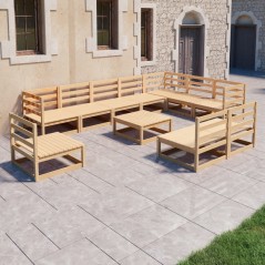 vidaXL Set Divani da Giardino 11 pz in Legno Massello di Pino
