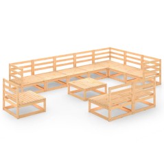 vidaXL Set Divani da Giardino 11 pz in Legno Massello di Pino