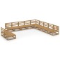 vidaXL Set Salotto da Giardino 11pz Marrone Ambra Legno Massello Pino vidaXL Set Salotto da Giardino 11pz Marrone Ambra Legno Massello Pino