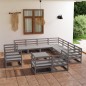 vidaXL Set Divani da Giardino 12 pz Grigio in Legno Massello di Pino vidaXL Set Divani da Giardino 12 pz Grigio in Legno Massello di Pino