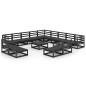 vidaXL Set Divani da Giardino 14 pz Nero in Legno Massello di Pino vidaXL Set Divani da Giardino 14 pz Nero in Legno Massello di Pino