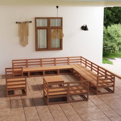 vidaXL Set Divani da Giardino 14 pz in Legno Massello di Pino