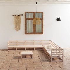 vidaXL Set Divani da Giardino 10 pz in Legno Massello di Pino
