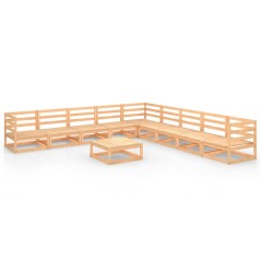 vidaXL Set Divani da Giardino 10 pz in Legno Massello di Pino