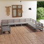 vidaXL Set Divani da Giardino 10 pz Grigio in Legno Massello di Pino vidaXL Set Divani da Giardino 10 pz Grigio in Legno Massello di Pino