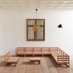 vidaXL Set Divani da Giardino 12 pz Marrone Ambra Legno Massello Pino