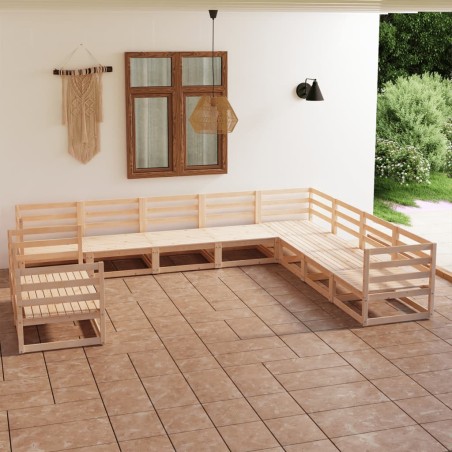 vidaXL Set Divani da Giardino 10 pz in Legno Massello di Pino