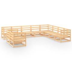 vidaXL Set Divani da Giardino 10 pz in Legno Massello di Pino