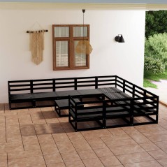 vidaXL Set Divani da Giardino 11 pz in Legno Massello di Pino