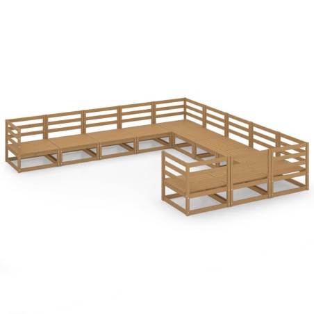 vidaXL Set Divani da Giardino 11 pz in Legno Massello di Pino