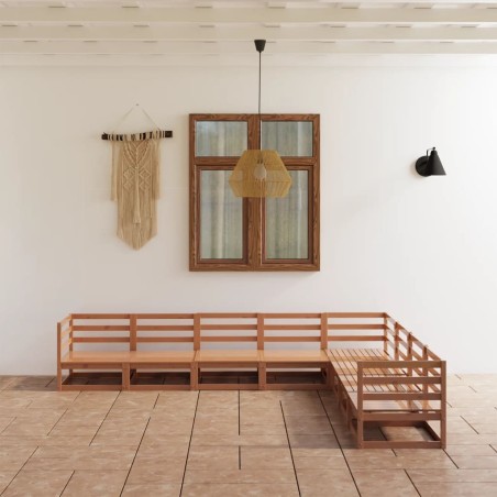 vidaXL Set Salotto da Giardino 8pz Marrone Ambra Legno Massello Pino