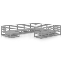 vidaXL Set Divani da Giardino 11 pz in Legno Massello di Pino