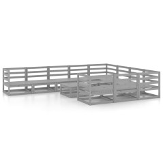 vidaXL Set Divani da Giardino 11 pz in Legno Massello di Pino