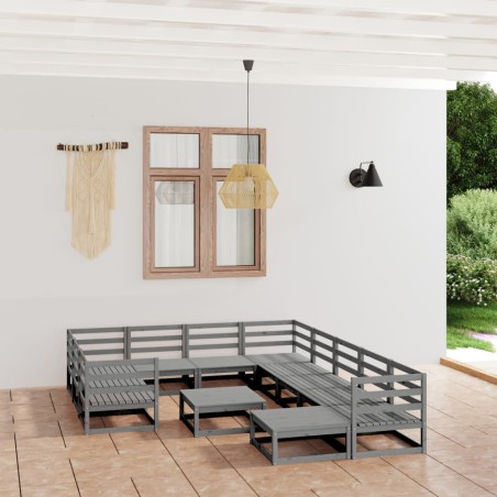 vidaXL Set Divani da Giardino 12 pz in Legno Massello di Pino