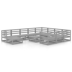 vidaXL Set Divani da Giardino 12 pz in Legno Massello di Pino