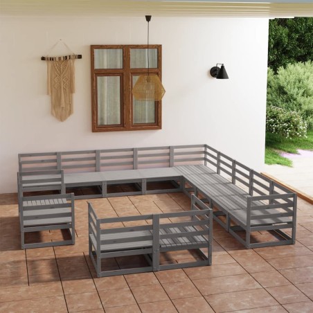 vidaXL Set Divani da Giardino 13 pz in Legno Massello di Pino