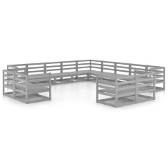 vidaXL Set Divani da Giardino 13 pz in Legno Massello di Pino
