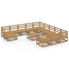 vidaXL Set Divani da Giardino 13 pz in Legno Massello di Pino