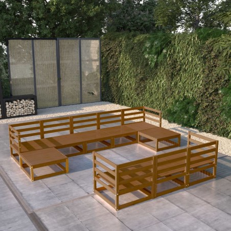 vidaXL Set Divani da Giardino 10 pz in Legno Massello di Pino